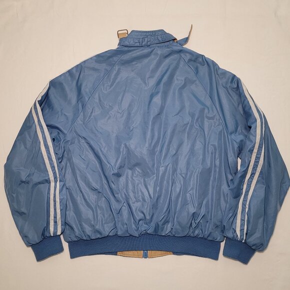 Vintage Windbreaker Tan and Blue Reversible Bomber Zip Up Jacket Mens Size XL - Picture 16 of 16